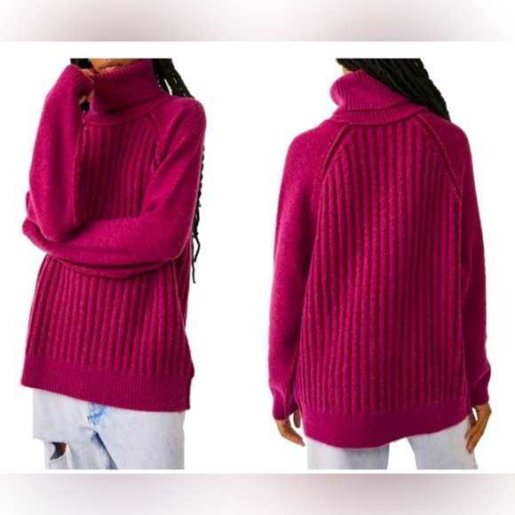 Free People Sweaters - Free People Big City Turtleneck in Mulberry Garnet SZ XL
